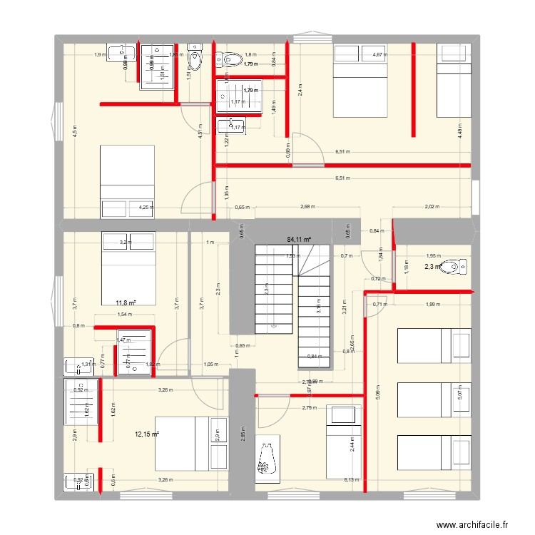 ETAGE 3 LA RICHTIERE. Plan de 4 pièces et 110 m2