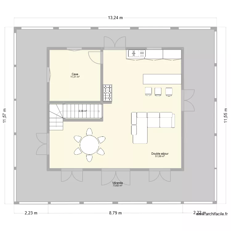 Ga&euml;l 3 chambres escalier. Plan de 4  et 211 m²