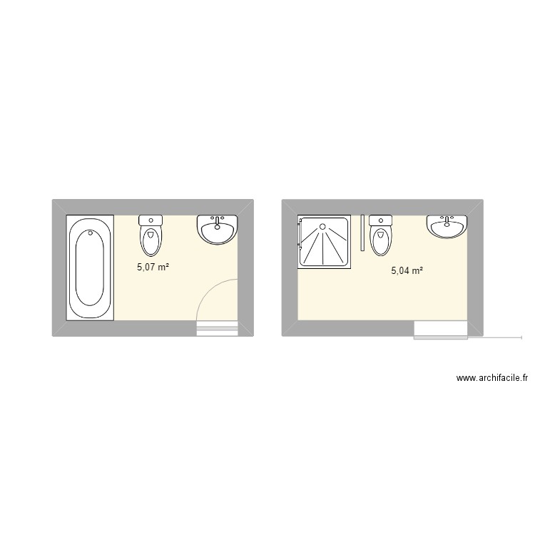 SDB TEL. Plan de 2 pièces et 10 m2
