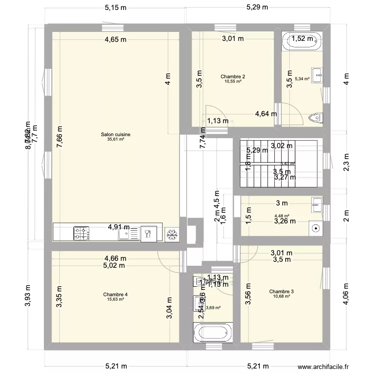 Maison 1er &eacute;tage complet. Plan de 