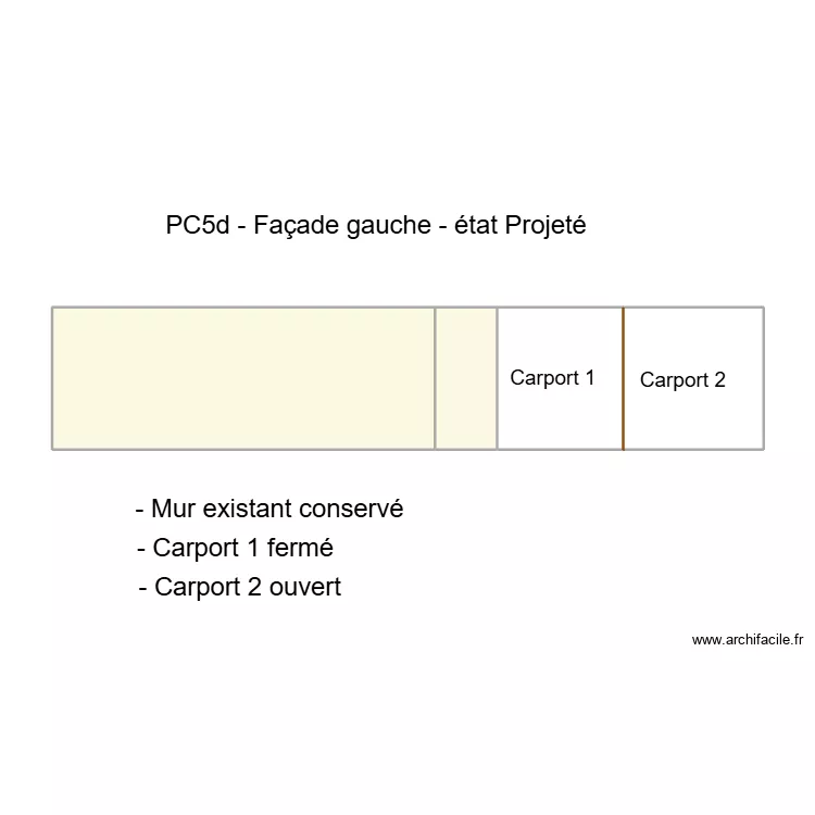 face gauche projeté. Plan de 3 et 38 m² face gauche projeté. Plan de 3 et 38 m²