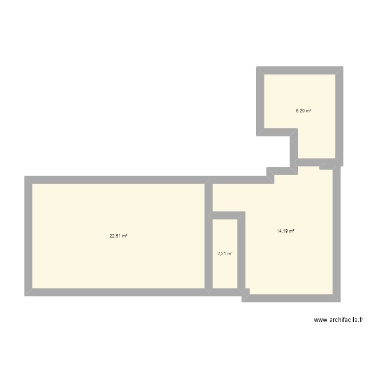 RDC 15 . Plan de 4 pièces et 45 m2