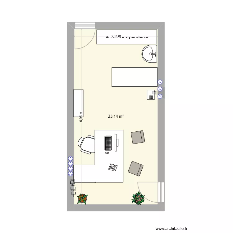 BUREAU. Plan de 1 et 23 m² BUREAU. Plan de 1 et 23 m²