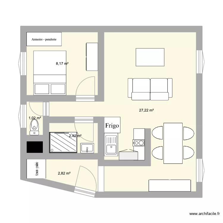 Plan travaux appart. Plan de 6  et 42 m²