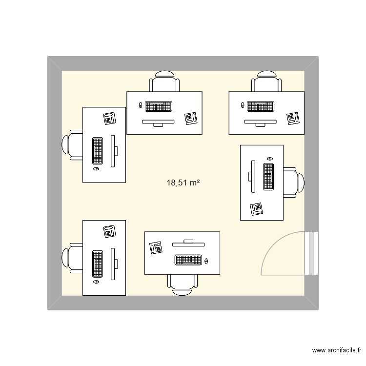 BUREAU RECRUTEMENT FORMATION. Plan de 1 pièce et 19 m2