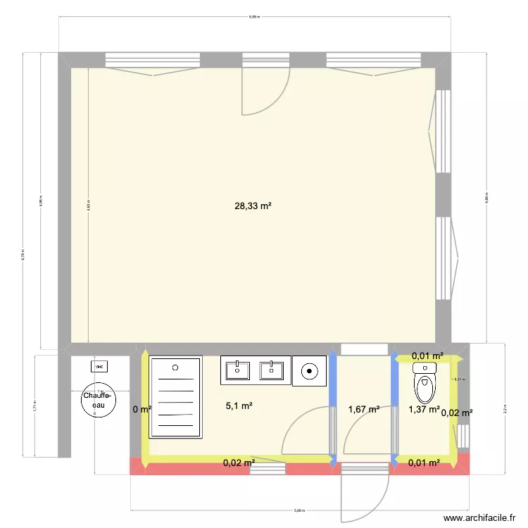 costi&egrave;re. Plan de 9 pièces et 37 m²