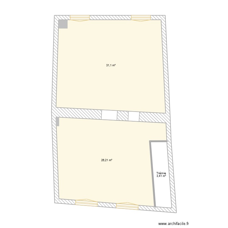 chateauneuf / verdun / r+2 existant. Plan de 3 pièces et 61 m2