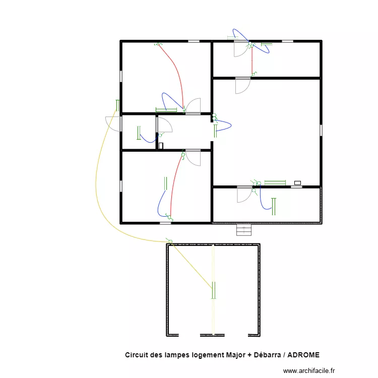 Circuit des lampes logement Major + D&eacute;barra / ADROME. Plan de 