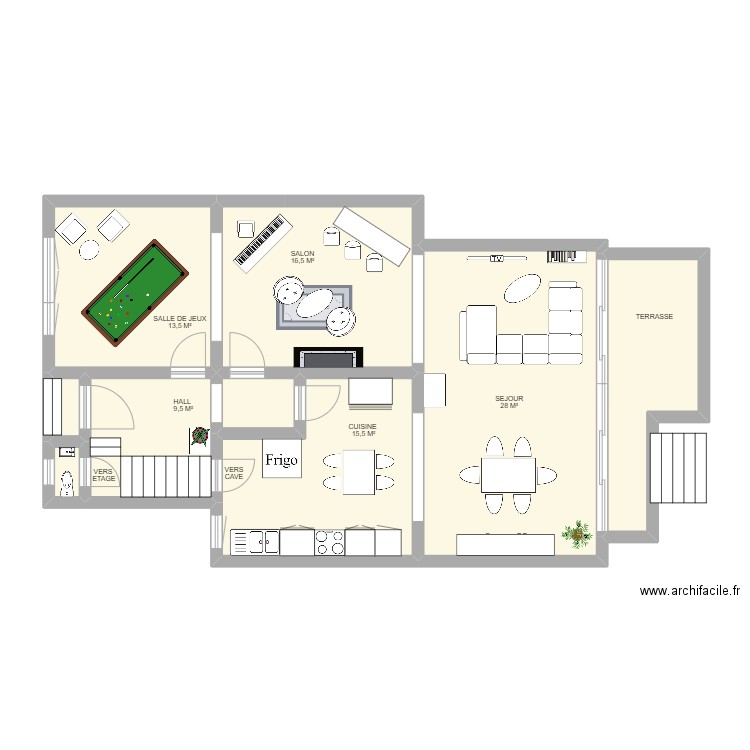 RDC AUVELAIS. Plan de 9 pièces et 94 m2