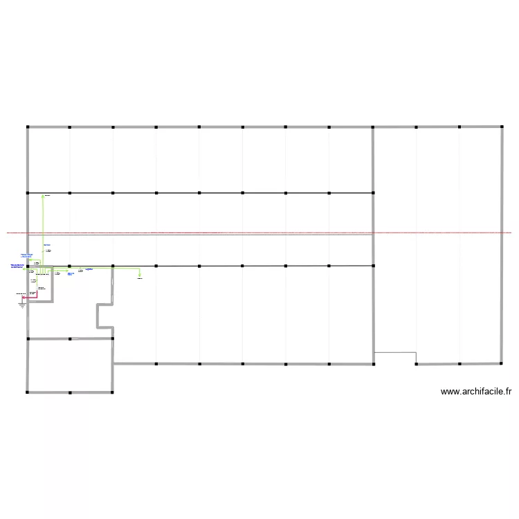 hangar - Mise &agrave; la terre. Plan de 
