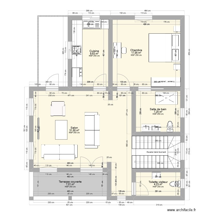 Plan Maison bamako variante. Plan de 6 pièces et 78 m2