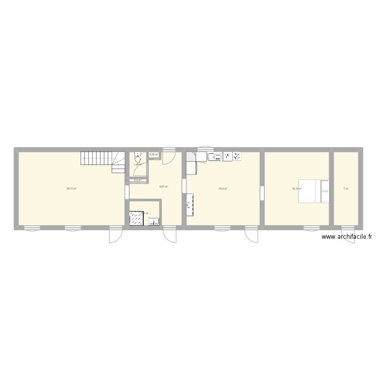 faviere. Plan de 9 pièces et 89 m2