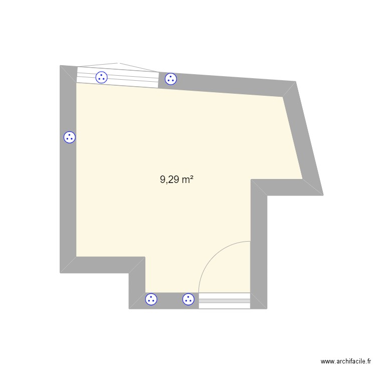 sdb coussay. Plan de 1 pièce et 9 m2