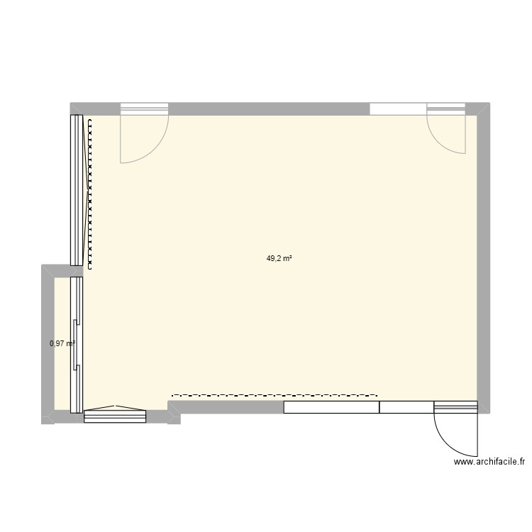 bureau SIVU. Plan de 2 pièces et 50 m2