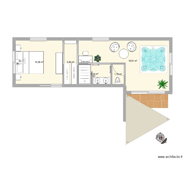 extansion 2. Plan de 5 pièces et 34 m2