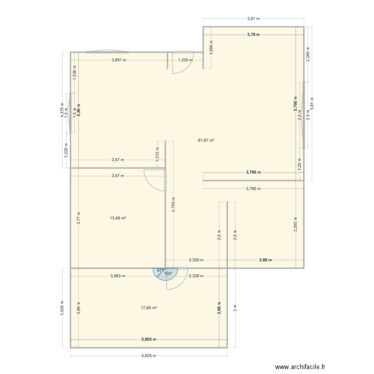 tonton. Plan de 3 pièces et 93 m2