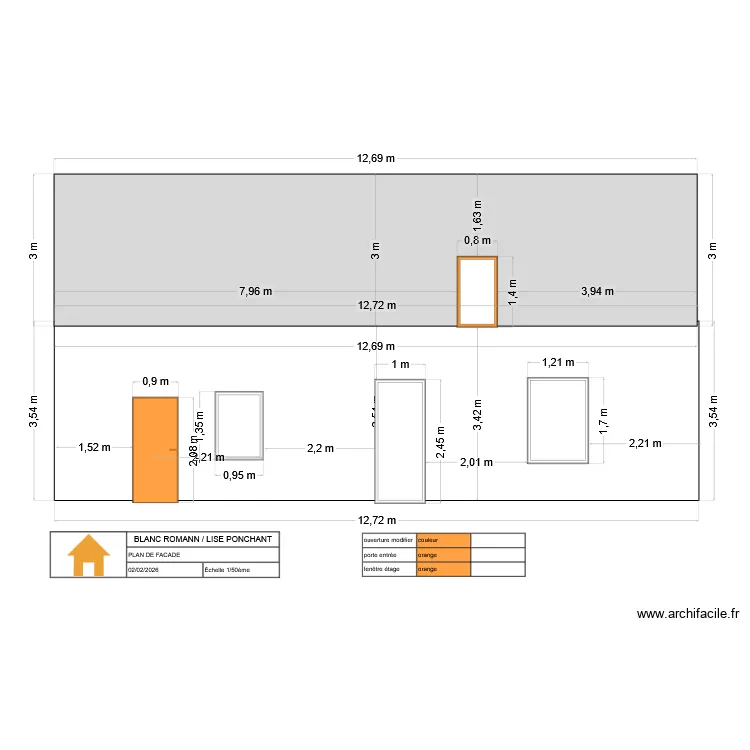 plan facade sud. Plan de 