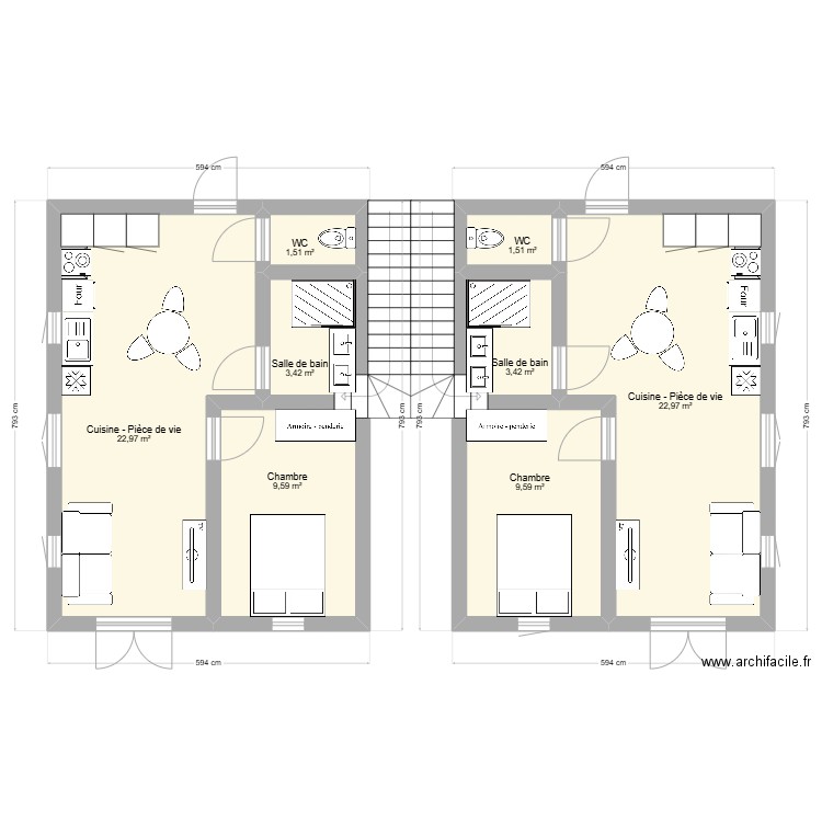 Plans 40m² locatif. Plan de 0 pièce et 0 m2