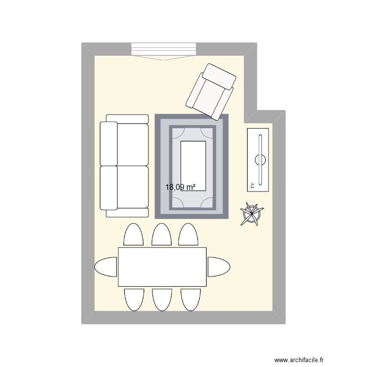 salon. Plan de 1 pièce et 18 m2