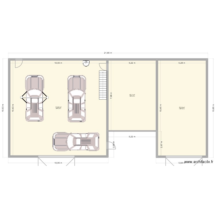 Bulent étage. Plan de 3 pièces et 205 m2