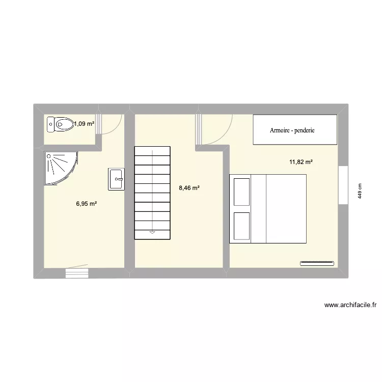 chambre &eacute;tage. Plan de 