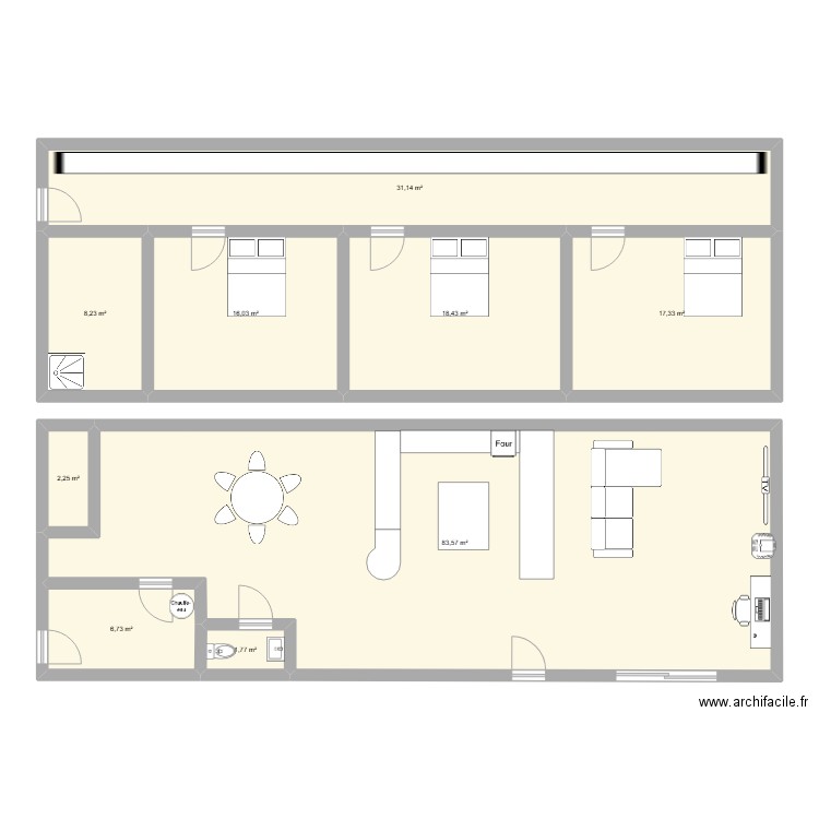 modif maison. Plan de 9 pièces et 185 m2