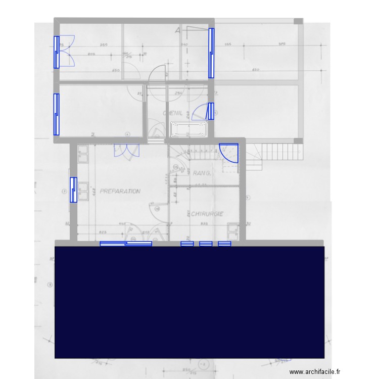Clinique projet 2. Plan de 14 pièces et 198 m2