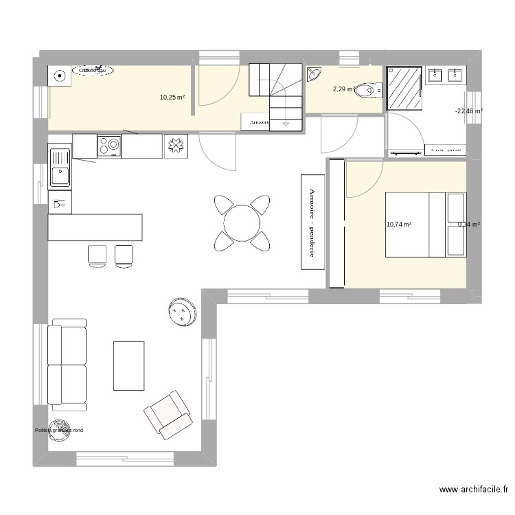 Kéralouet. Plan de 5 pièces et 24 m2