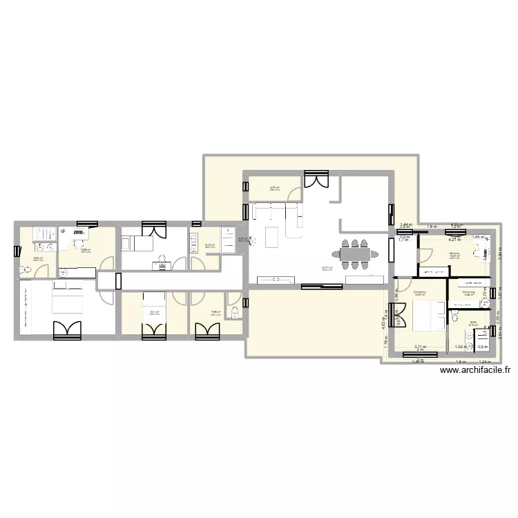 extension. Plan de 12  et 142 m²