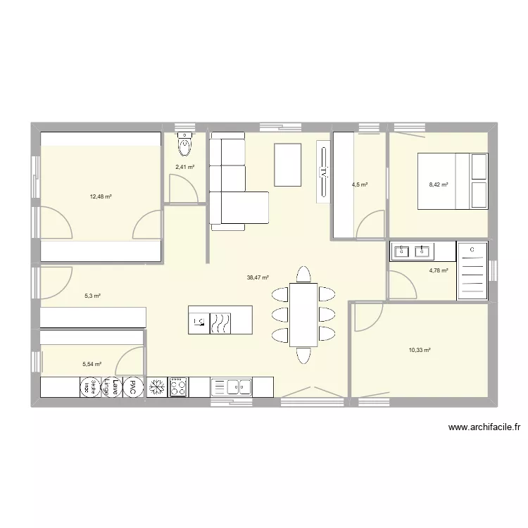 Maison Rom V1. Plan de 9  et 92 m²