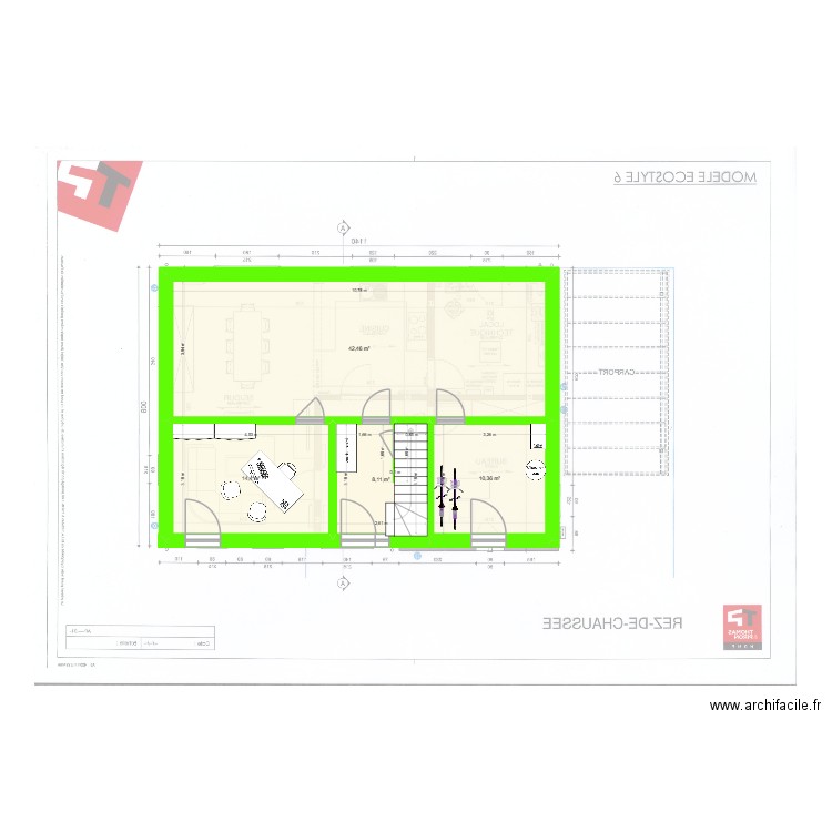 SCIEUR PIERRE REZ 1 ENTREE AVANT. Plan de 4 pièces et 75 m2