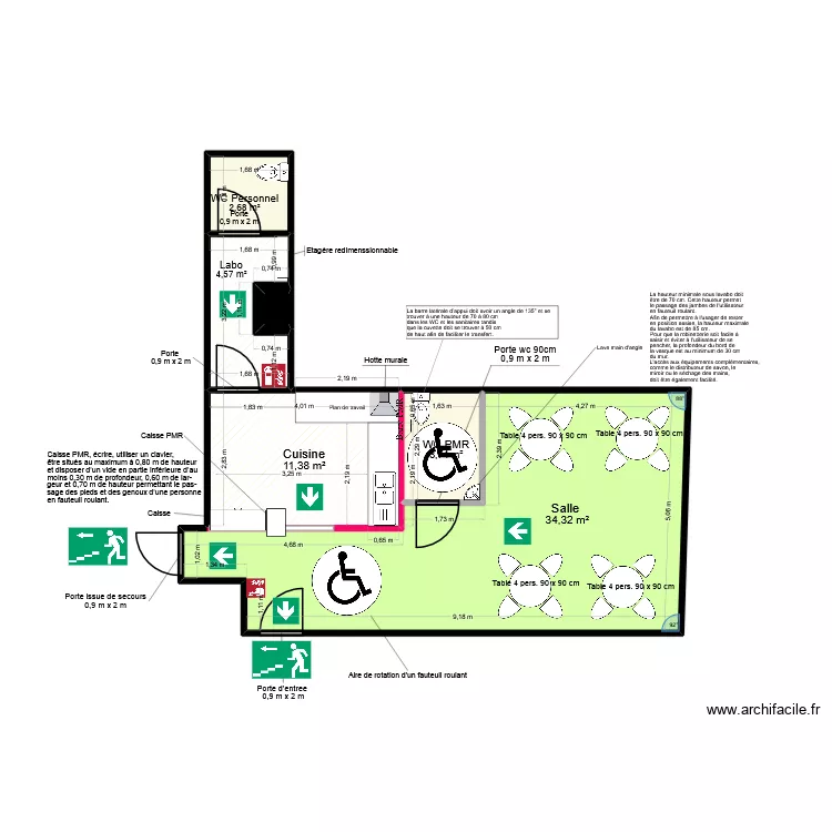 Plan d\'implantation LABAGUETTA. Plan de 6  et 57 m²