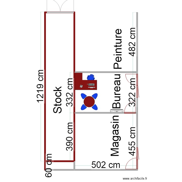 bureau jabilee. Plan de 4 pièces et 68 m2