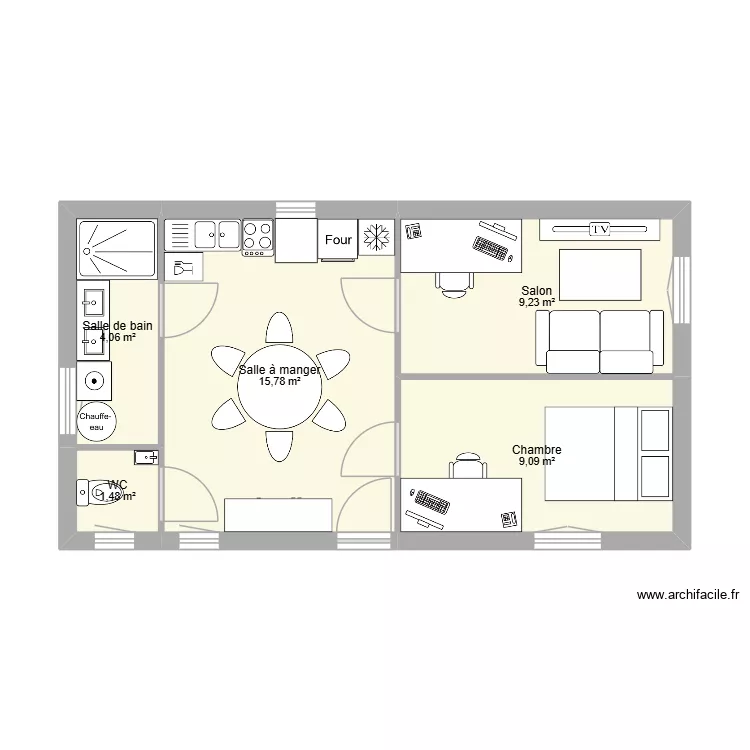 Maison. Plan de 5  et 40 m²