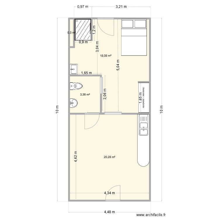 Rive de gier. Plan de 4 pièces et 42 m2
