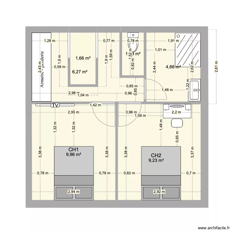 Chambre. Plan de 6 et 33 m² Chambre. Plan de 6 et 33 m²