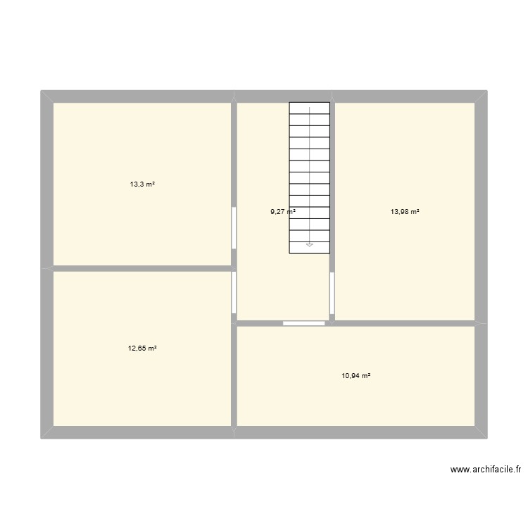 1er etage MAISON. Plan de 5 pièces et 60 m2