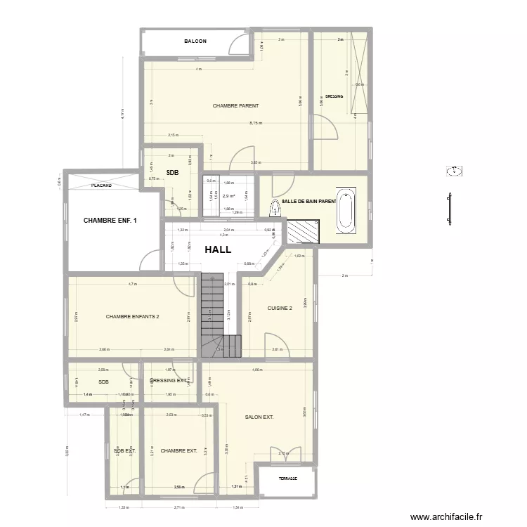 RNTL N2. Plan de 13  et 118 m²