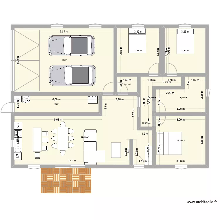 Maison 2 a modifier. Plan de 9 pièces et 149 m²