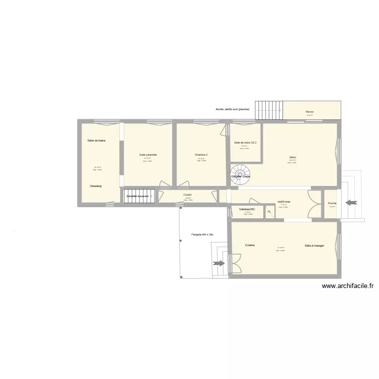 Maison Verdun - Plan rez de jardin. Plan de 10 pièces et 124 m² Maison Verdun - Plan rez de jardin. Plan de 10 pièces et 124 m²