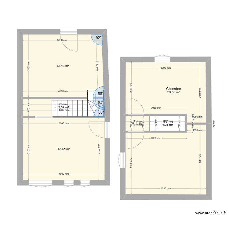 mauget. Plan de 6 pièces et 55 m2