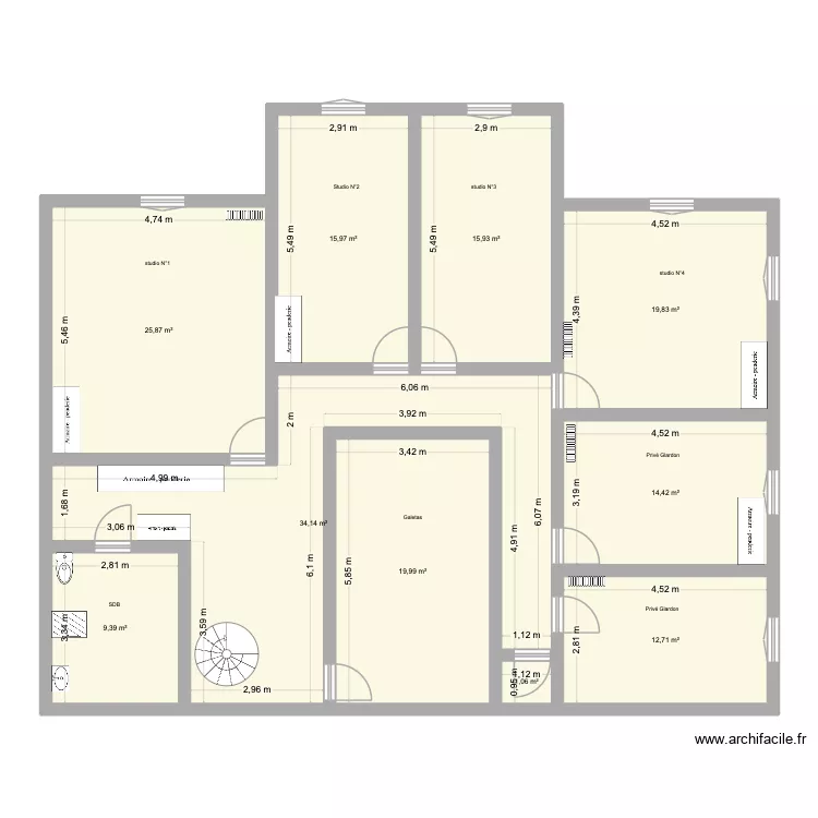 2&egrave;me-travaille Anne Lise. Plan de 10  et 169 m²