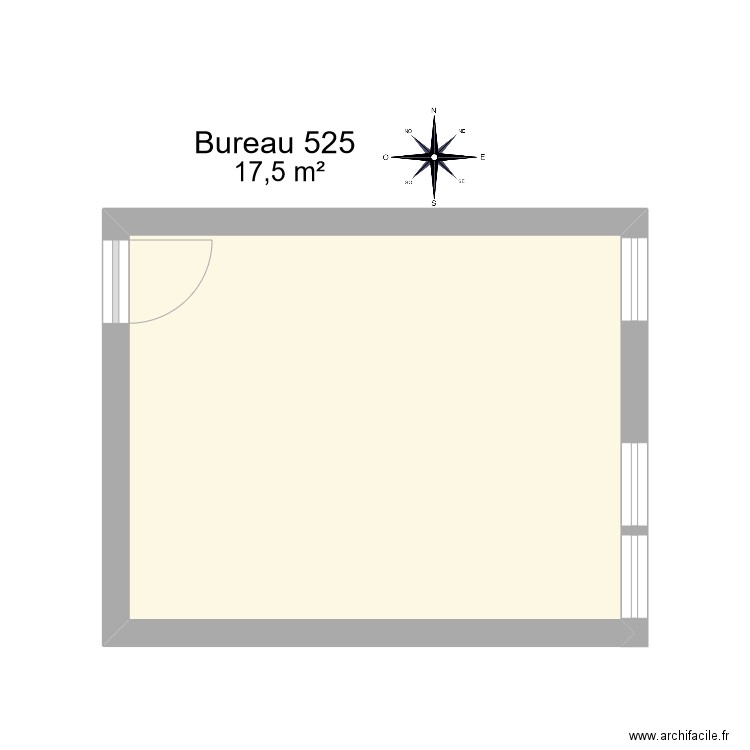 Bureau R 25. Plan de 1 pièce et 18 m2