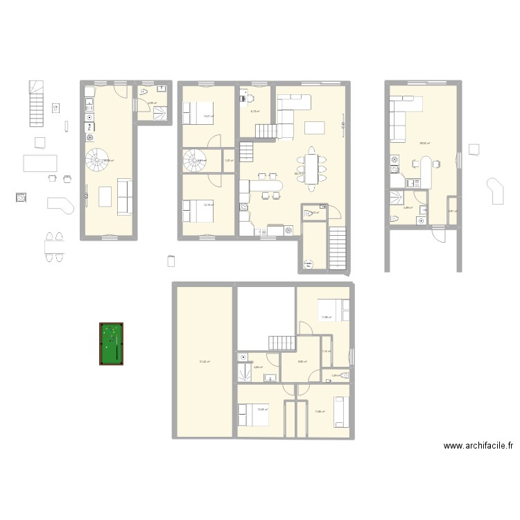 chignin. Plan de 20 pièces et 236 m2