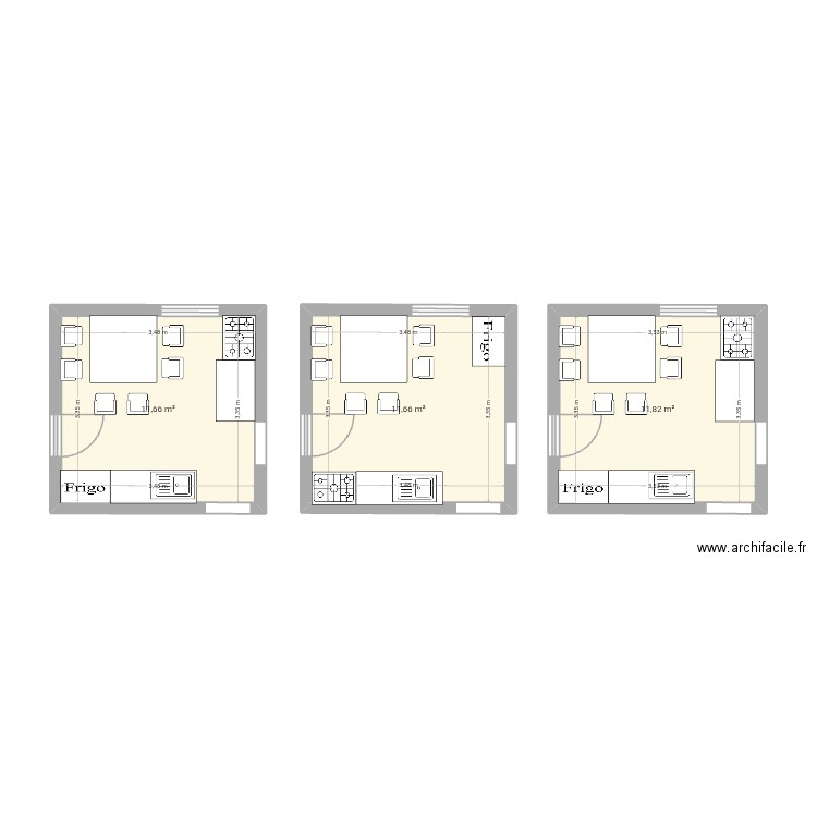 projet Oberlin.ArchiFacile.ArchiFacile.ArchiFacile. Plan de 3 pièces et 35 m2