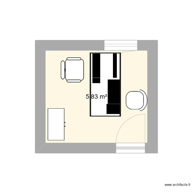 bureau Nathalie futur. Plan de 1 pièce et 6 m2