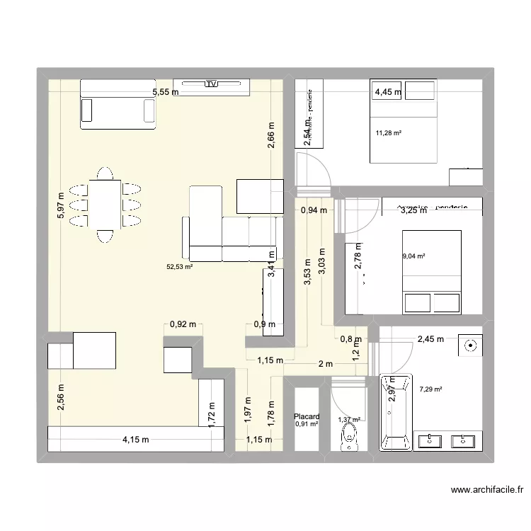 SALON. Plan de 