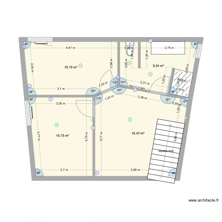 grange. Plan de 4 Pièces et 46 m²