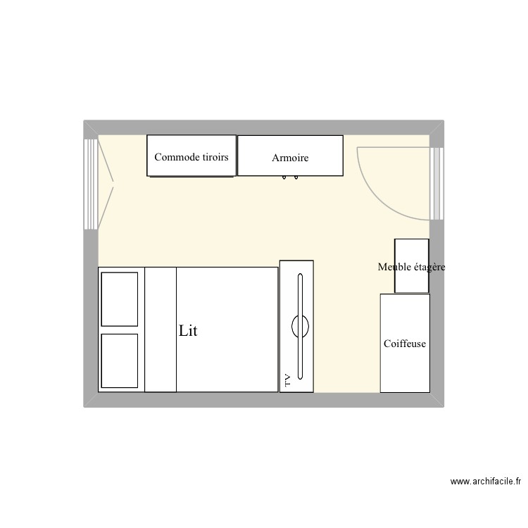 Chambre 2. Plan de 1 pièce et 10 m2