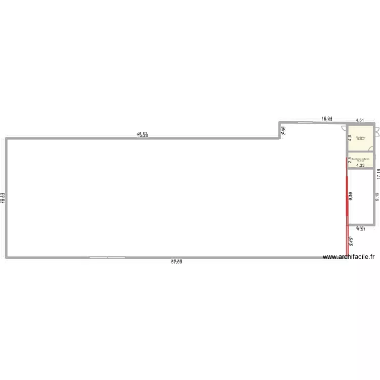 Projet b&acirc;timent avant agencement portes. Plan de 2  et 29 m²